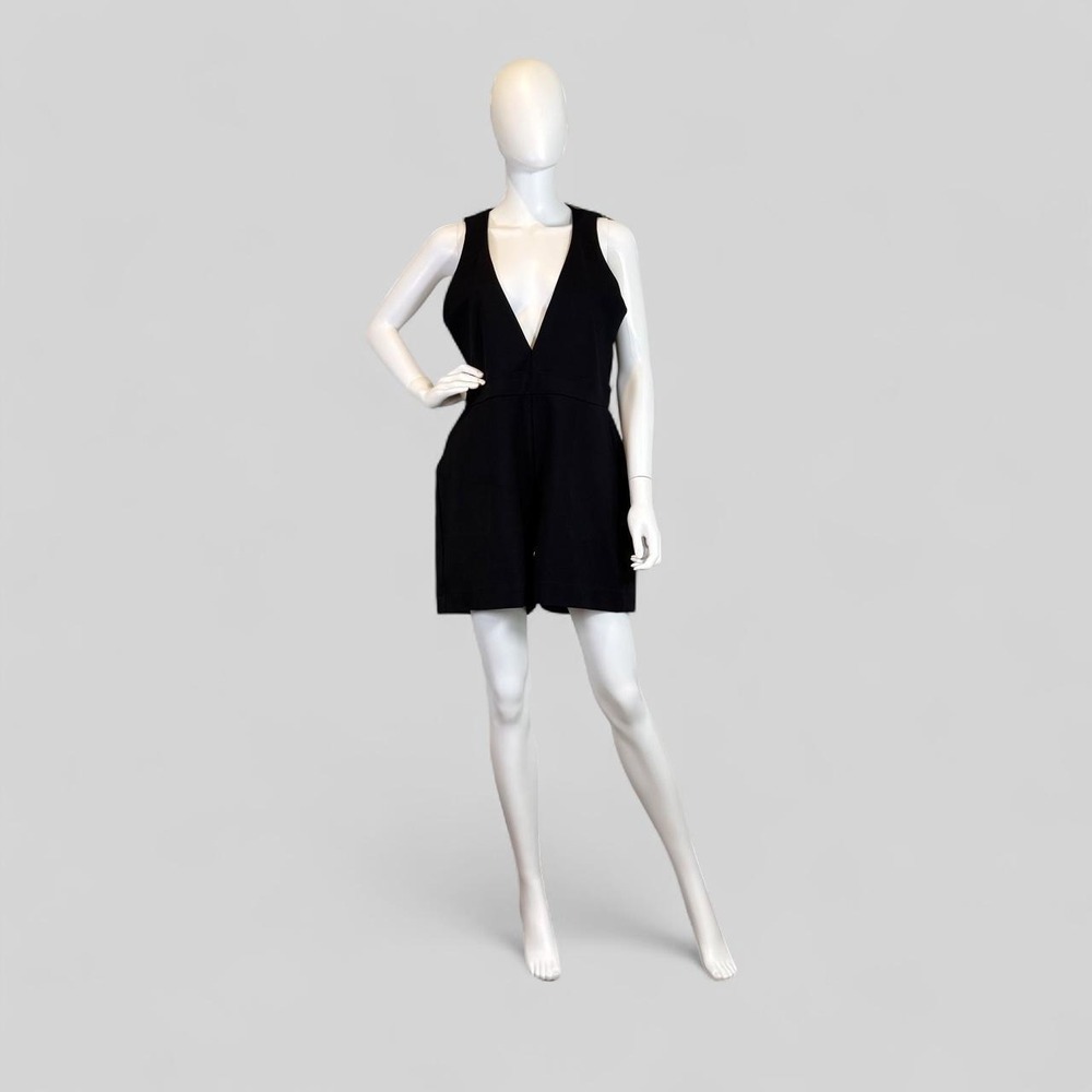 BlackMilk Womens Deep V-Neck‎ Sleeveless Romper Black XL Pockets RN144797